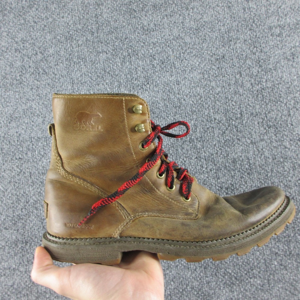 Sorel Boots Mens Size 9.5 Brown Leather Waterproof Lace Up Madson NM3472-286